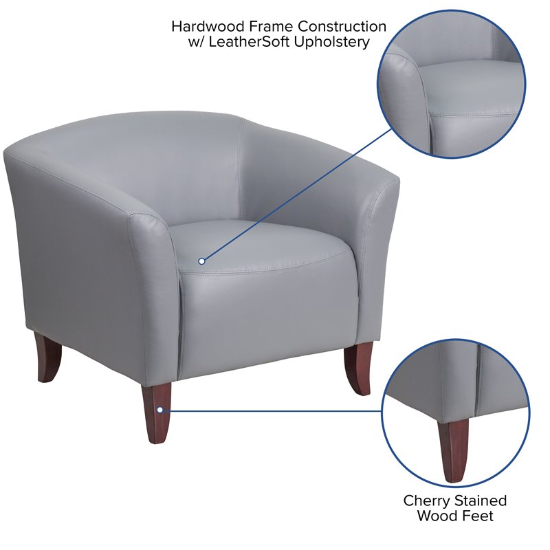 Flash Furniture Leather Reception Chair in Gray