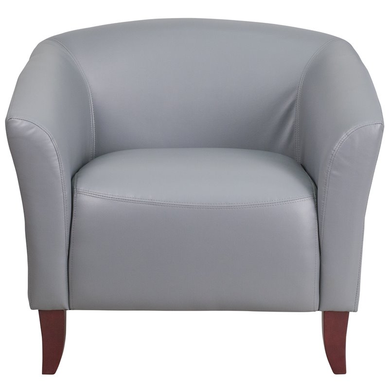 Flash Furniture Leather Reception Chair in Gray