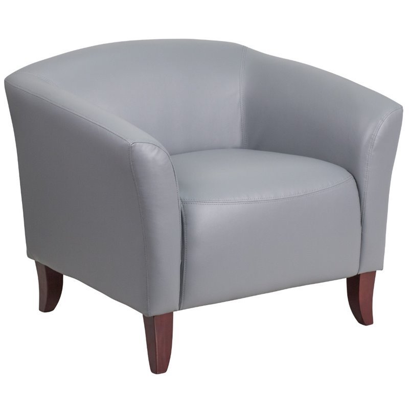 Flash Furniture Leather Reception Chair in Gray