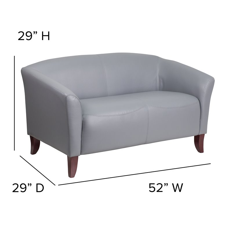Flash Furniture Leather Reception Loveseat in Gray