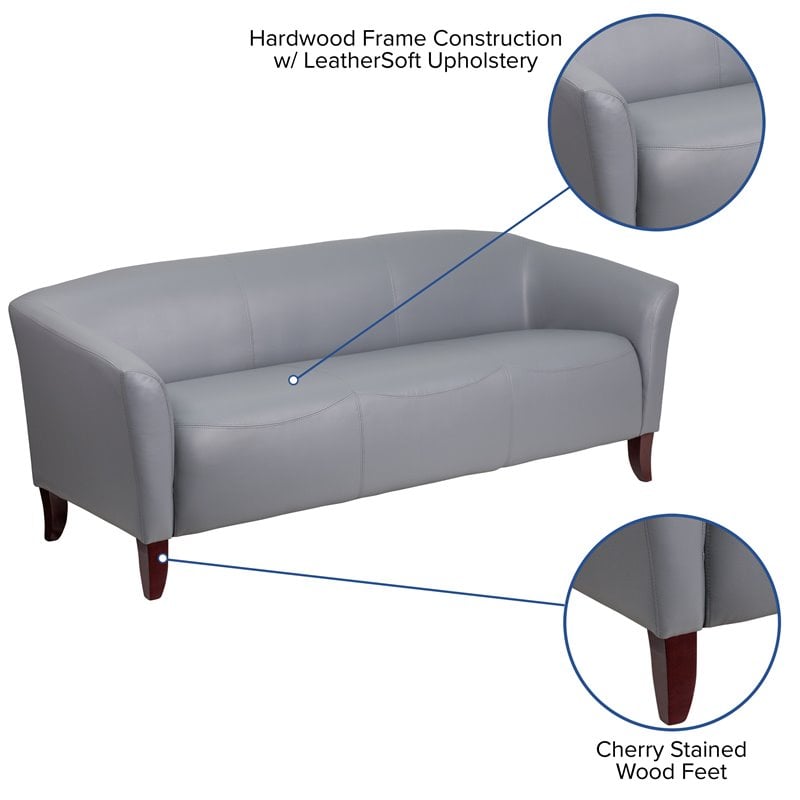 Flash Furniture Leather Reception Sofa in Gray