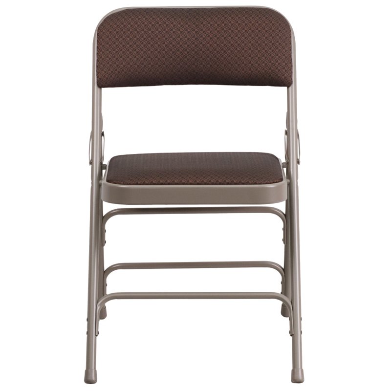 Flash Furniture Hercules Upholstered Metal Folding Chair in Brown and Beige