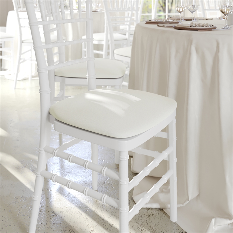 Flash Furniture Hard Chiavari Fabric Seat Cushion in Ivory