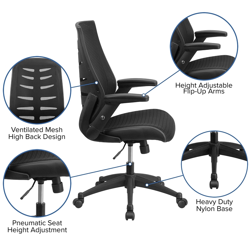 Flash Furniture High Back Swivel Office Chair in Black