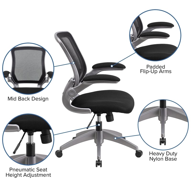 Flash Furniture Mesh Swivel Office Chair in Black