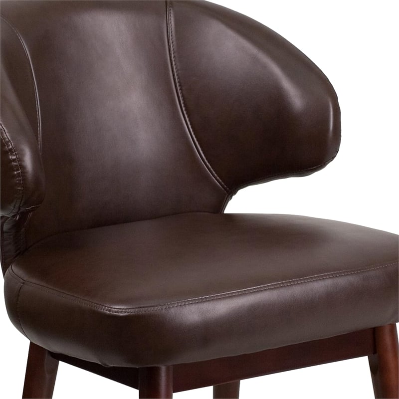 Flash Furniture Leather Lounge Chair in Brown and Walnut