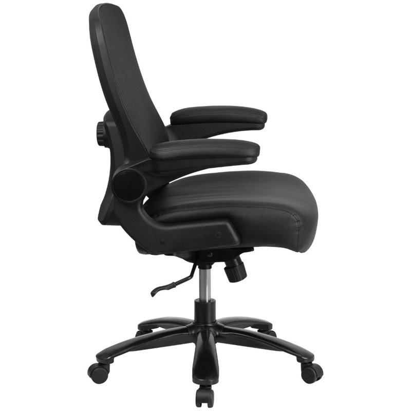 Flash Furniture Big and Tall Leather Swivel Office Chair in Black