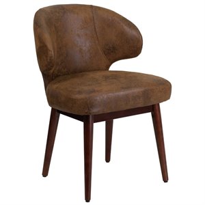 flash furniture bomber microfiber lounge chair in brown and walnut