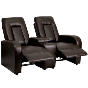 flash furniture eclipse leather power reclining home theater seating in brown