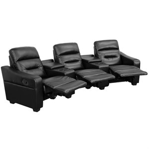 flash furniture futura leather reclining home theater seating in black