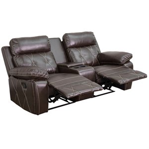 flash furniture reel comfort leather reclining home theater seating in brown