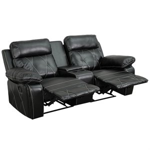 flash furniture reel comfort leather reclining home theater seating in black
