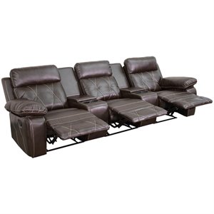 flash furniture reel comfort leather reclining home theater seating in brown