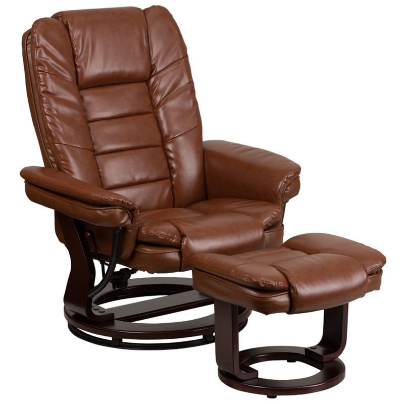Flash Furniture Leather Recliner in Vintage Brown