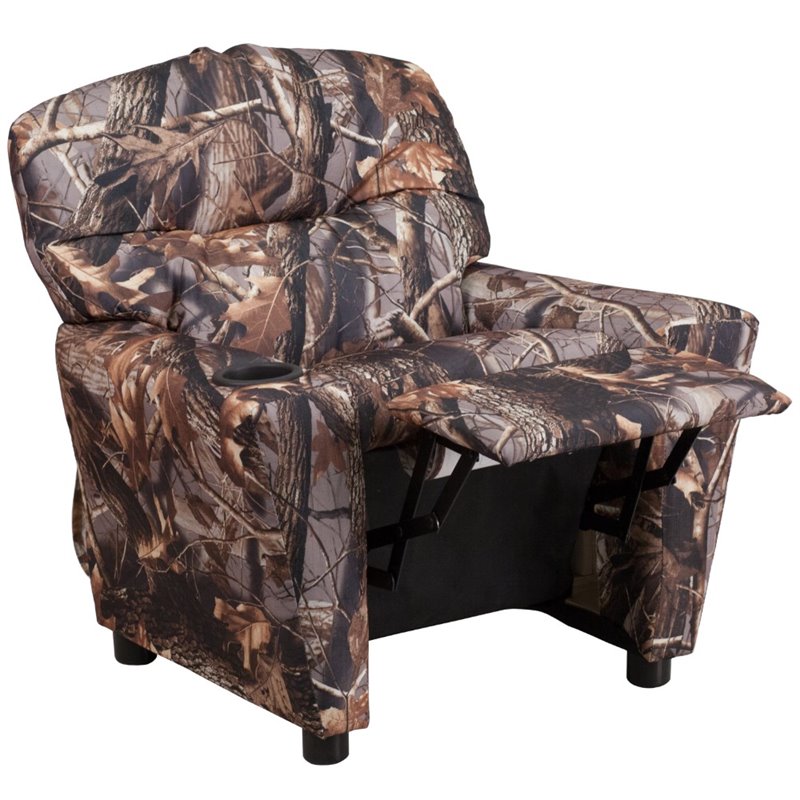 Flash Furniture Fabric Kids Recliner with Cup Holder in Camouflage Brown
