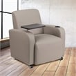 Flash Furniture Leather Guest Chair with Cup Holder in Gray