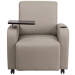 Flash Furniture Leather Guest Chair with Cup Holder in Gray