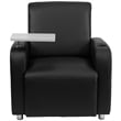 Flash Furniture Leather Guest Chair with Cup Holder in Black
