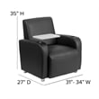Flash Furniture Leather Guest Chair with Cup Holder in Black