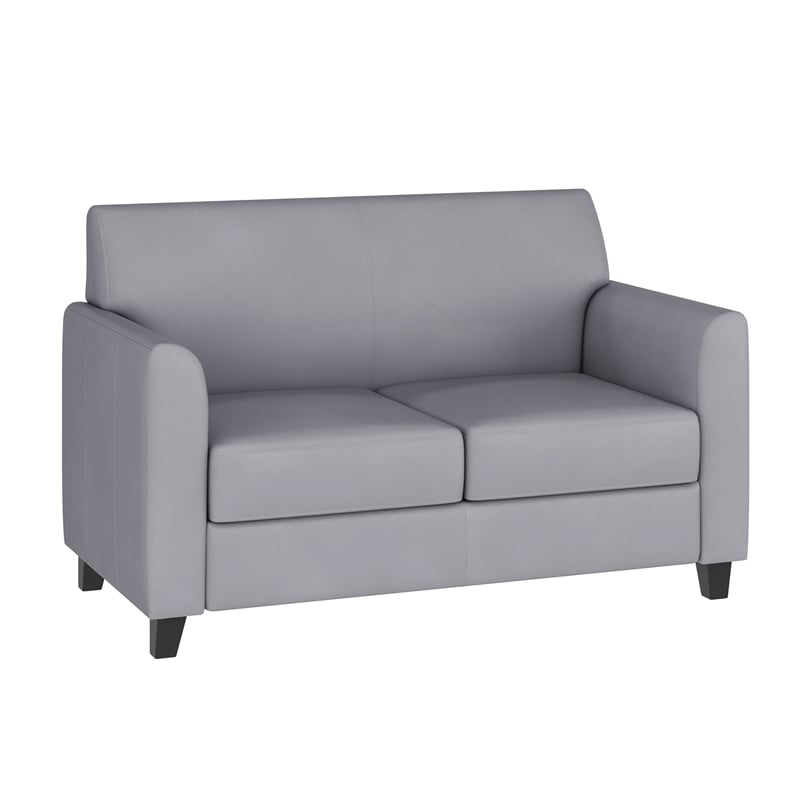 Flash Furniture Leather Reception Loveseat in Gray