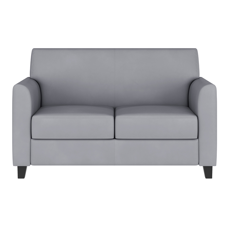 Flash Furniture Leather Reception Loveseat in Gray