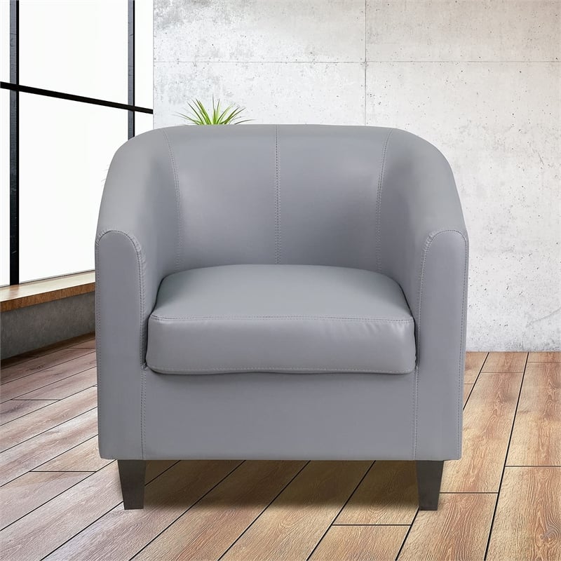 Flash Furniture Leather Reception Chair in Gray