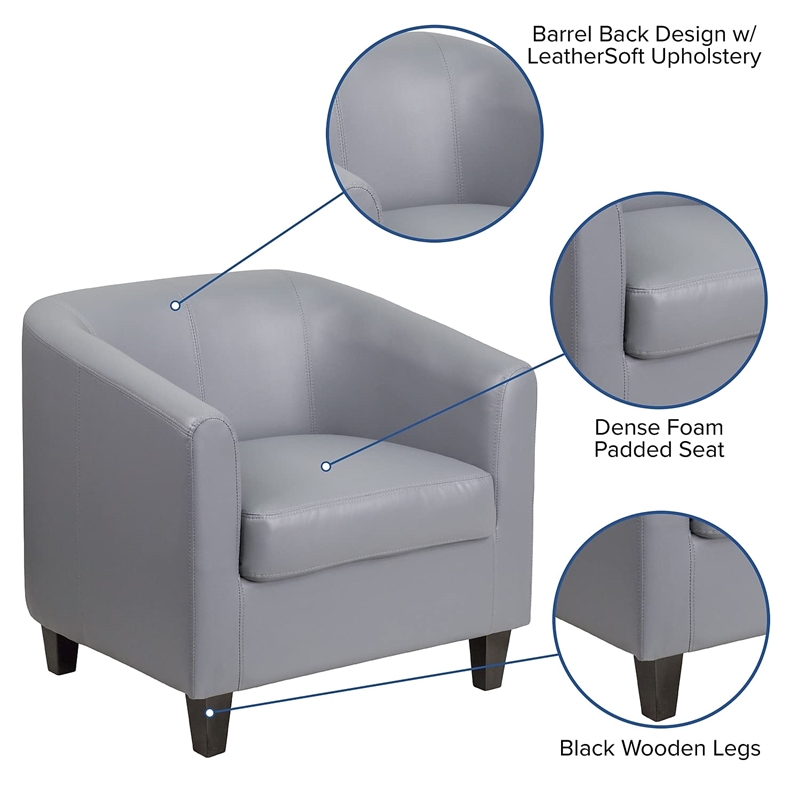 Flash Furniture Leather Reception Chair in Gray