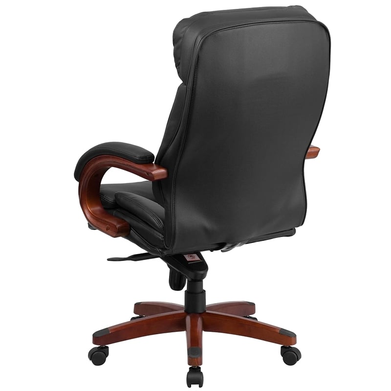 Flash Furniture High Back Leather Swivel Office Chair in Black