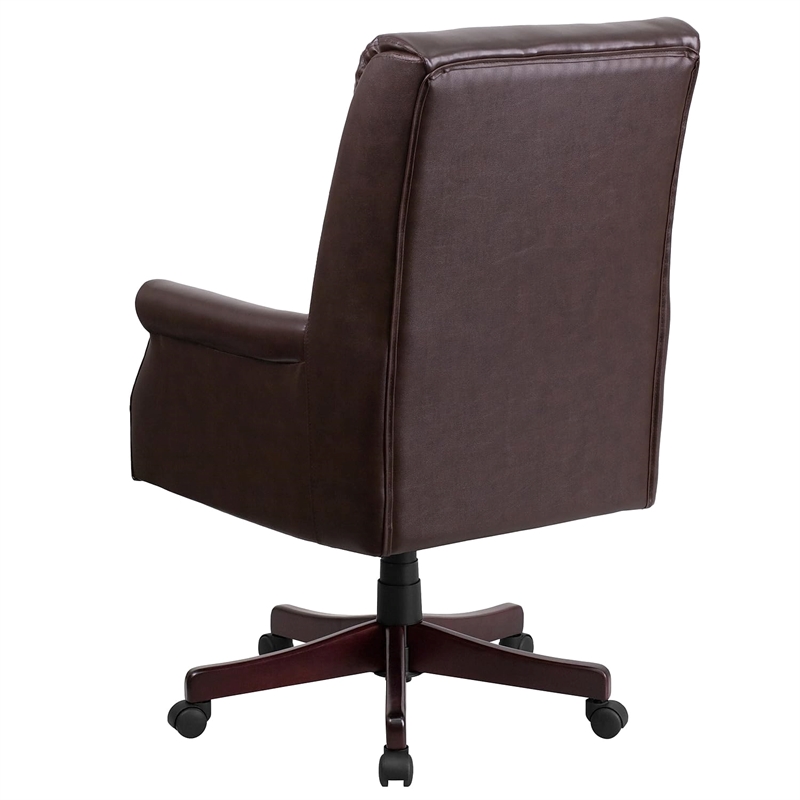 Flash Furniture High Back Leather Swivel Office Chair in Brown