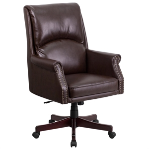 Flash Furniture High Back Leather Swivel Office Chair in Brown