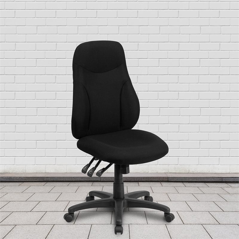 Flash Furniture High Back Fabric Swivel Office Chair in Black