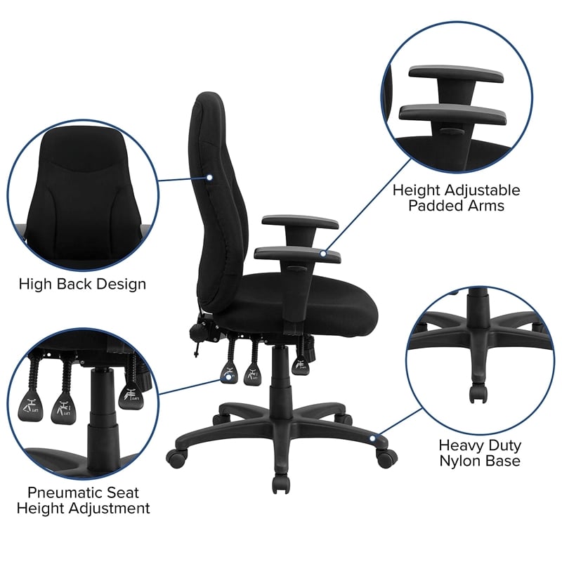 Flash Furniture High Back Fabric Swivel Office Chair in Black