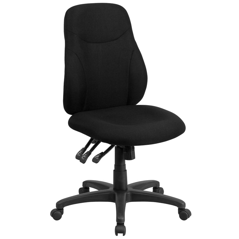 Flash Furniture Mid Back Fabric Swivel Office Chair in Black