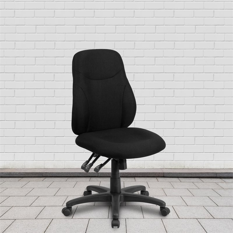 Flash Furniture Mid Back Fabric Swivel Office Chair in Black