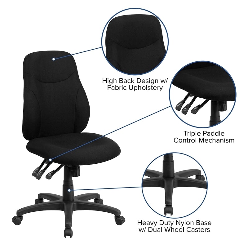 Flash Furniture Mid Back Fabric Swivel Office Chair in Black