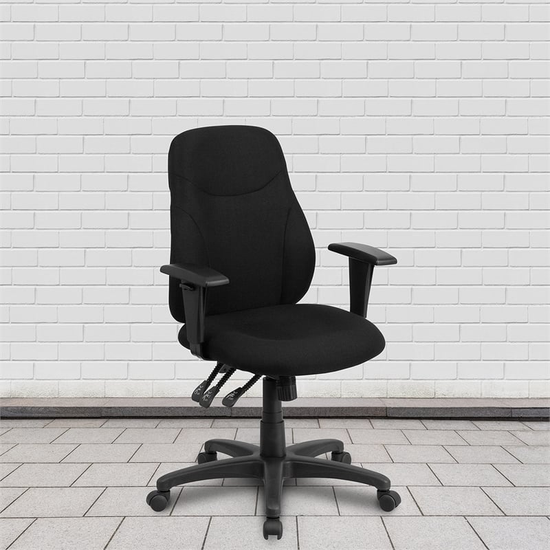 Flash Furniture Mid Back Fabric Swivel Office Chair in Black