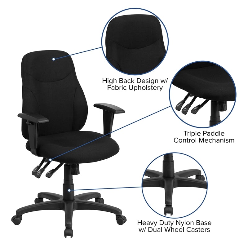 Flash Furniture Mid Back Fabric Swivel Office Chair in Black