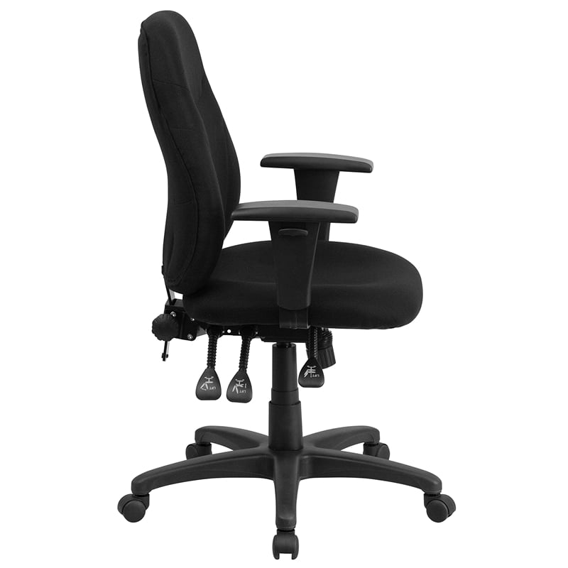Flash Furniture Mid Back Fabric Swivel Office Chair in Black