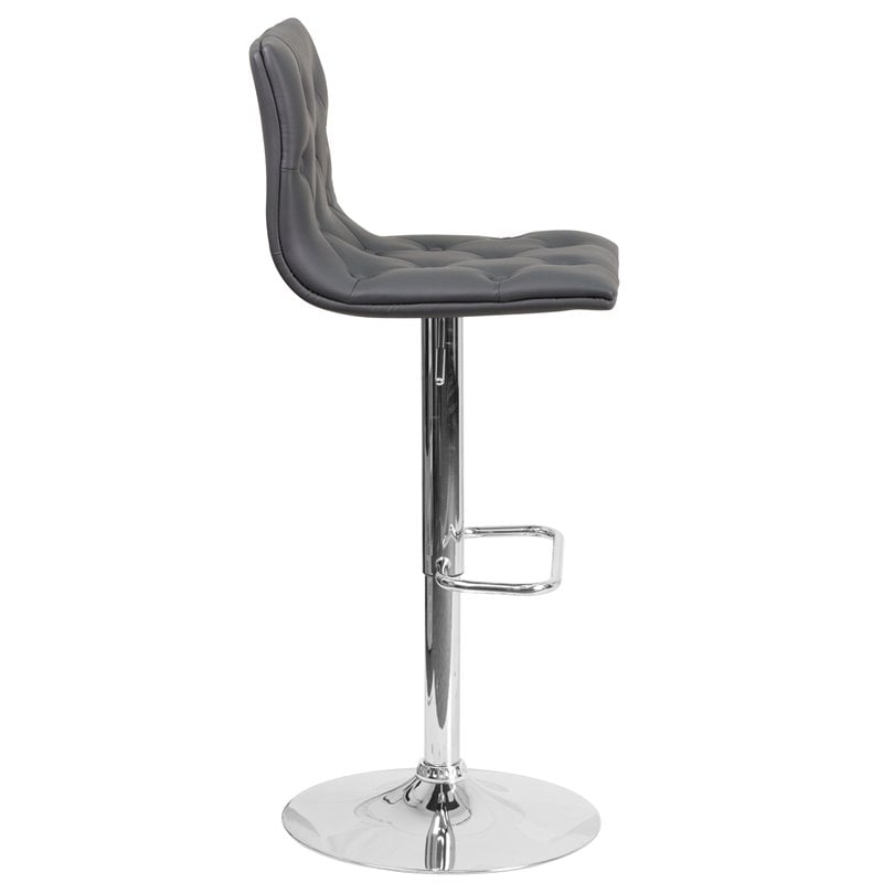 Flash Furniture Faux Leather Tufted Adjustable Bar Stool in Gray