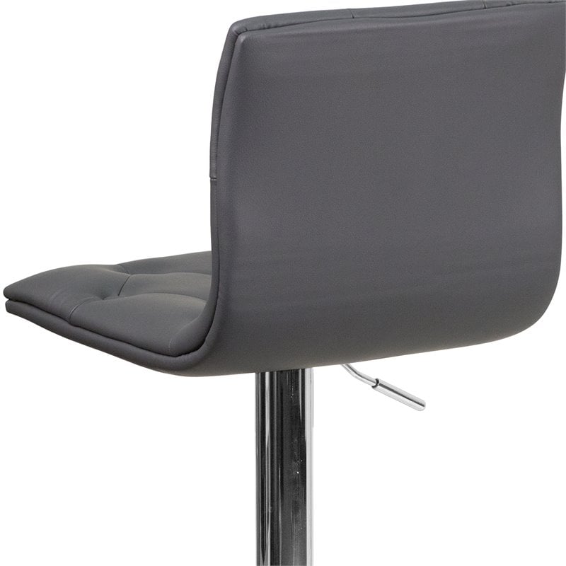Flash Furniture Faux Leather Tufted Adjustable Bar Stool in Gray