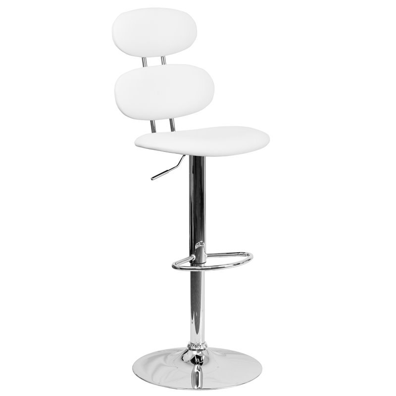 Flash Furniture Faux Leather Adjustable Bar Stool in White