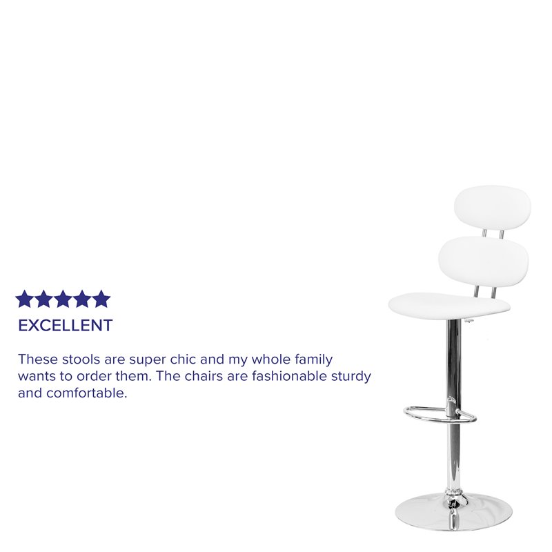 Flash Furniture Faux Leather Adjustable Bar Stool in White