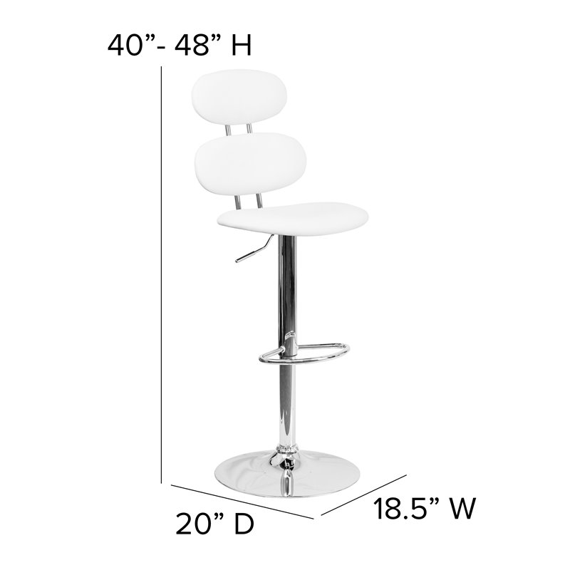 Flash Furniture Faux Leather Adjustable Bar Stool in White