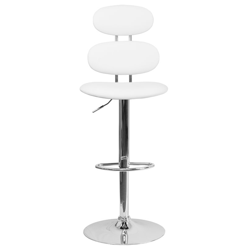 Flash Furniture Faux Leather Adjustable Bar Stool in White