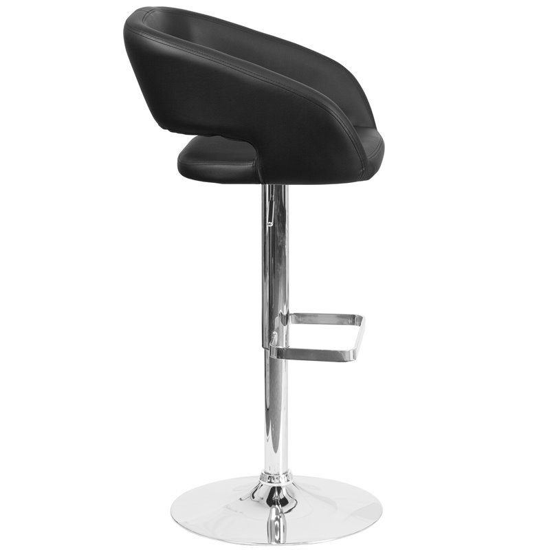 Flash Furniture Faux Leather Adjustable Bar Stool in Black