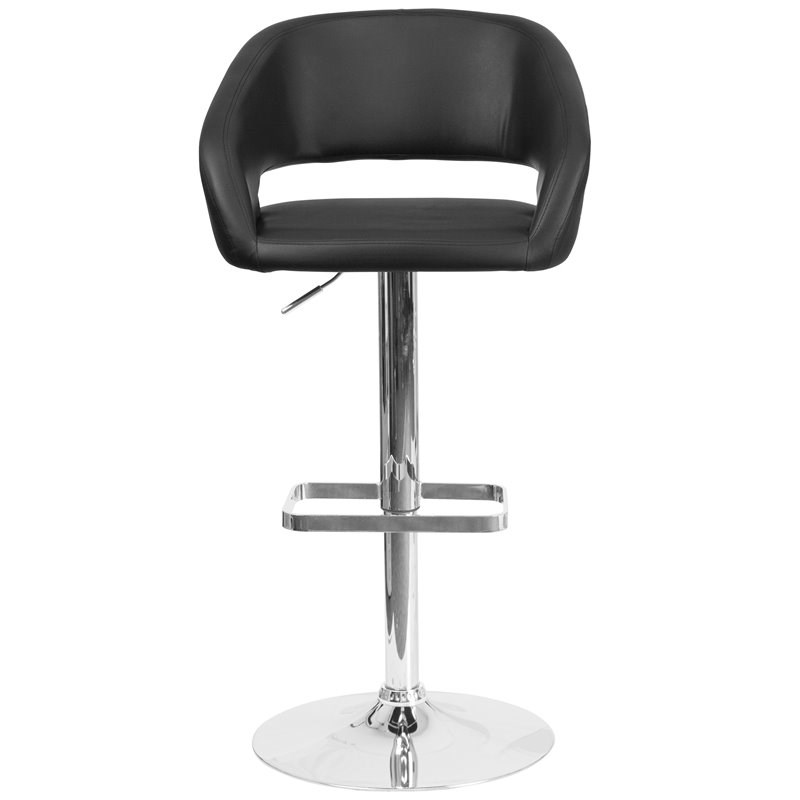 Flash Furniture Faux Leather Adjustable Bar Stool in Black
