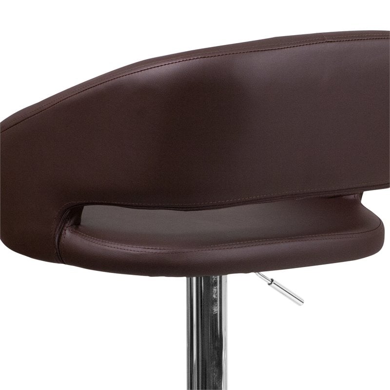 Flash Furniture Faux Leather Adjustable Bar Stool in Brown
