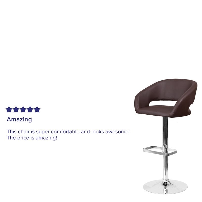 Flash Furniture Faux Leather Adjustable Bar Stool in Brown