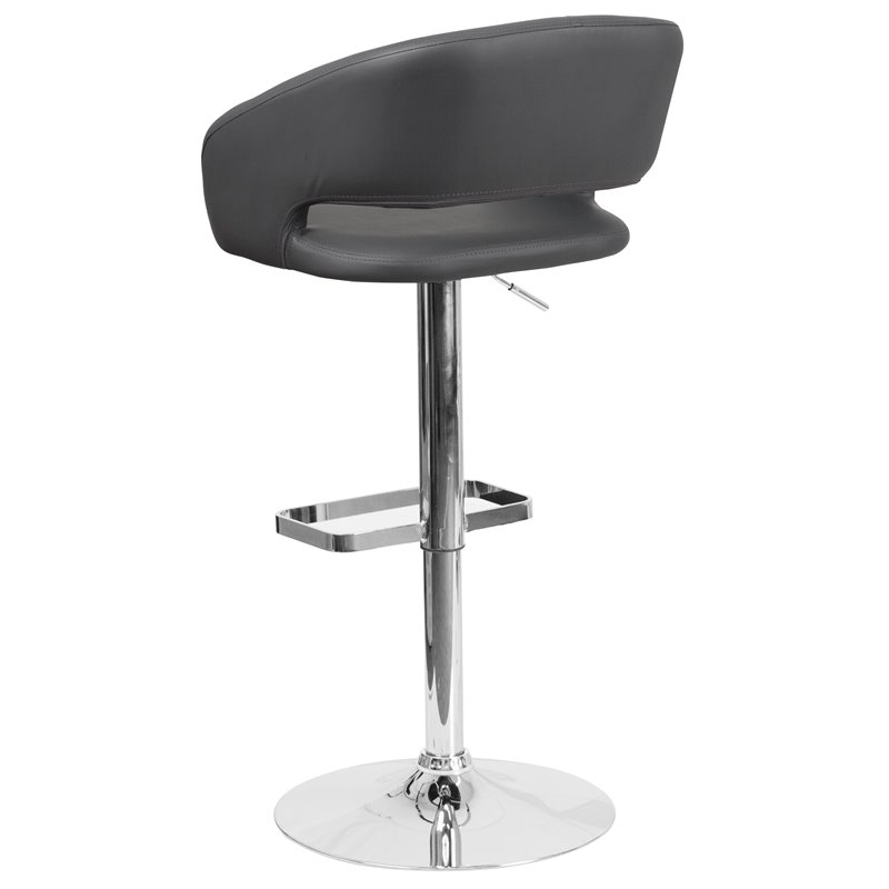 Flash Furniture Faux Leather Adjustable Bar Stool in Gray