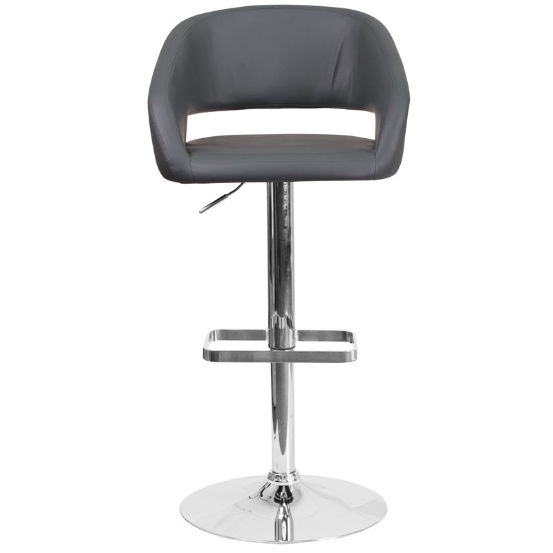 Flash Furniture Faux Leather Adjustable Bar Stool in Gray